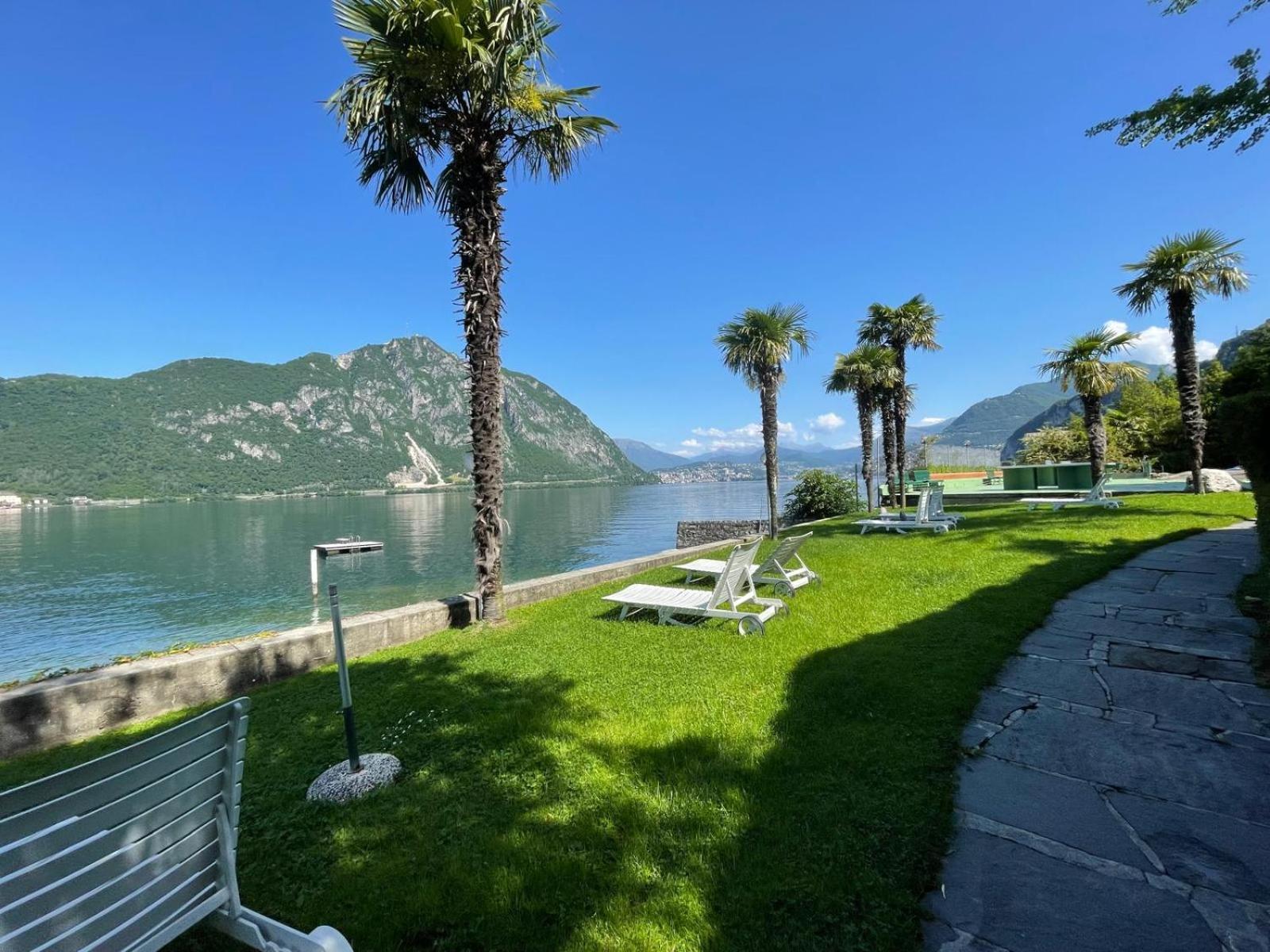 Luganersee, Pool, Strand, Parkplatz, Suite 204 Биссоне Экстерьер фото
